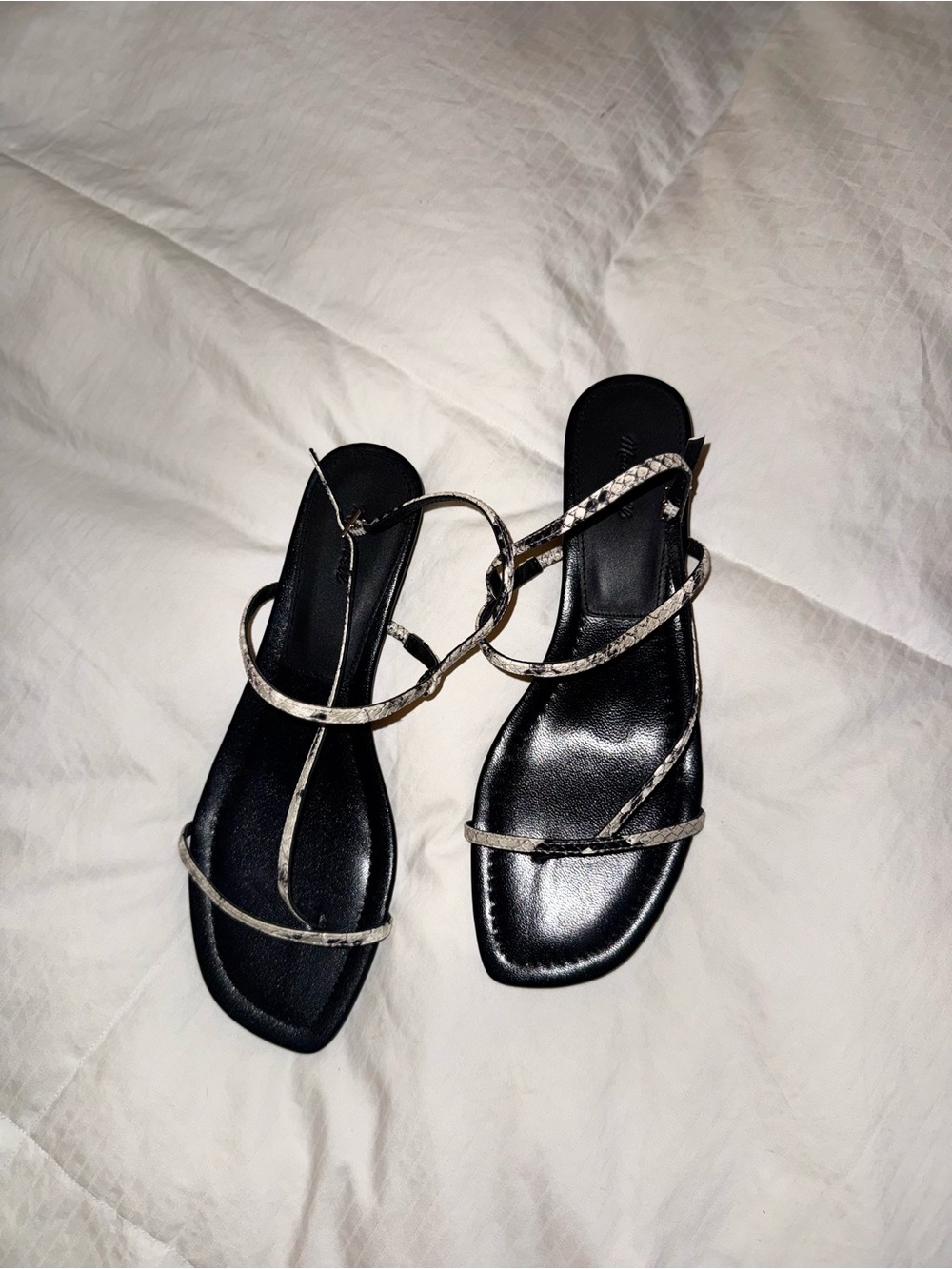 Madewell Black Sandals with Snake-Print Straps